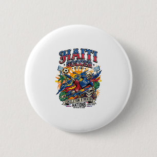 Haiti Soccer Skeleton Striker Nations Poster Style 6 Cm Round Badge