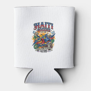 Haiti Soccer Skeleton Striker Nations Poster Style Can Cooler