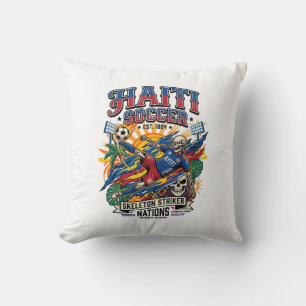 Haiti Soccer Skeleton Striker Nations Poster Style Cushion