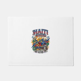 Haiti Soccer Skeleton Striker Nations Poster Style Doormat