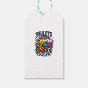 Haiti Soccer Skeleton Striker Nations Poster Style Gift Tags