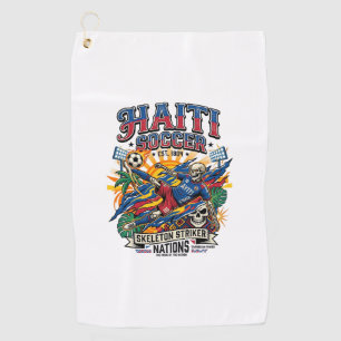 Haiti Soccer Skeleton Striker Nations Poster Style Golf Towel