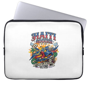 Haiti Soccer Skeleton Striker Nations Poster Style Laptop Sleeve