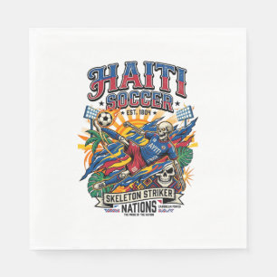 Haiti Soccer Skeleton Striker Nations Poster Style Napkin