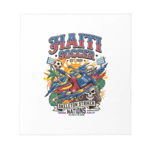 Haiti Soccer Skeleton Striker Nations Poster Style Notepad