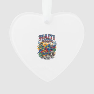 Haiti Soccer Skeleton Striker Nations Poster Style Ornament