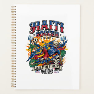 Haiti Soccer Skeleton Striker Nations Poster Style Planner