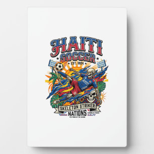 Haiti Soccer Skeleton Striker Nations Poster Style Plaque