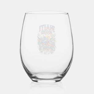 Haiti Soccer Skeleton Striker Nations Poster Style Stemless Wine Glass