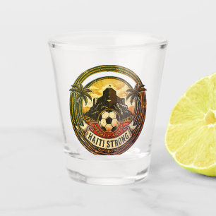 Haiti Strong Distressed Soccer Badge Vintage Shot Glass