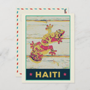 Haiti typical colourful gecko postcard