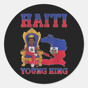 Haiti Young King Haitian Flag Day Melanin For Blac Classic Round Sticker