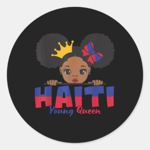 Haiti Young Queen Haitian Flag Tee For Kids Melani Classic Round Sticker