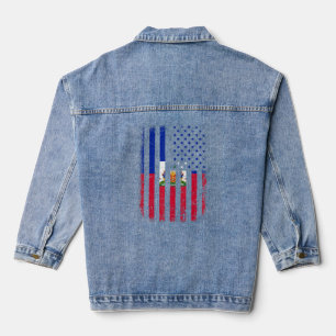 Haitian American Flag Haitian Roots Haiti America Denim Jacket