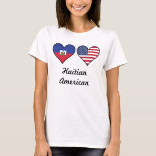 Haitian American Flag Hearts T-Shirt