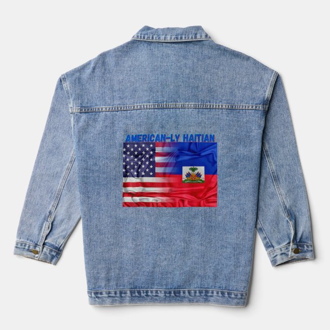 Haitian American's Flag Pride Flag Day With Haitia Denim Jacket (Back)