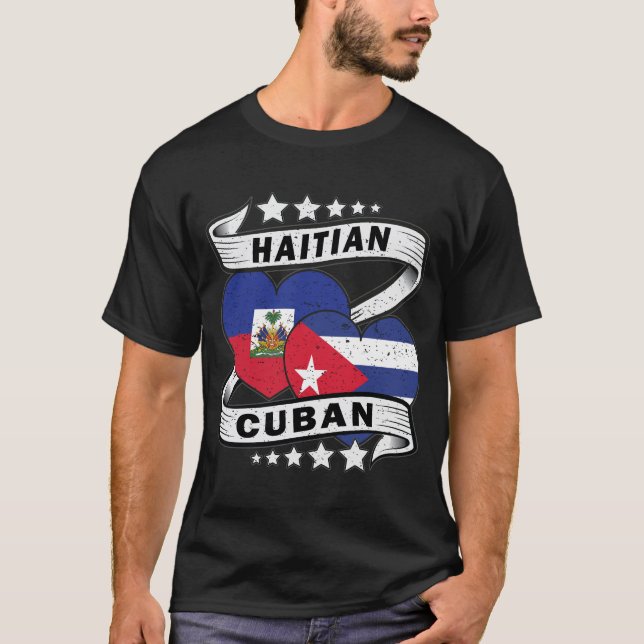 Haitian And Cuban Flag T-Shirt (Front)