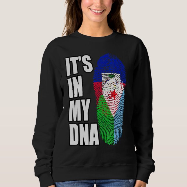 Haitian And Djiboutian Mix DNA Flag Heritage Sweatshirt (Front)