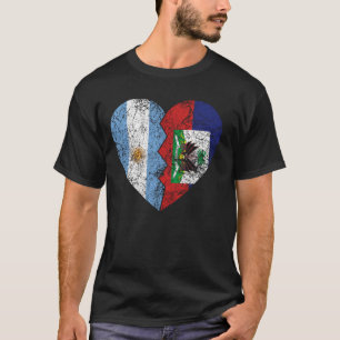 Haitian Argentinian Flag Heart Argentina Haiti Fla T-Shirt