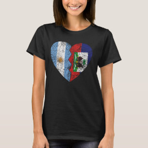 Haitian Argentinian Flag Heart Argentina Haiti Fla T-Shirt