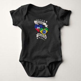 Haitian Brazilian Heart Flags Haiti Brazil Baby Bodysuit