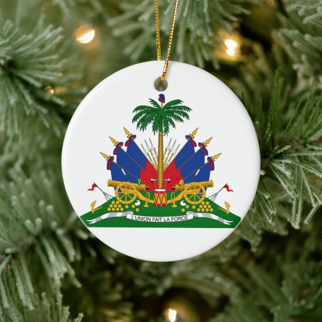 Haitian Coat of Arms (Haiti) Ceramic Tree Decoration (Tree)