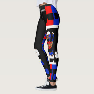 HAITIAN FLAG BLACK LEGINGS HAVIC ACD LEGGINGS