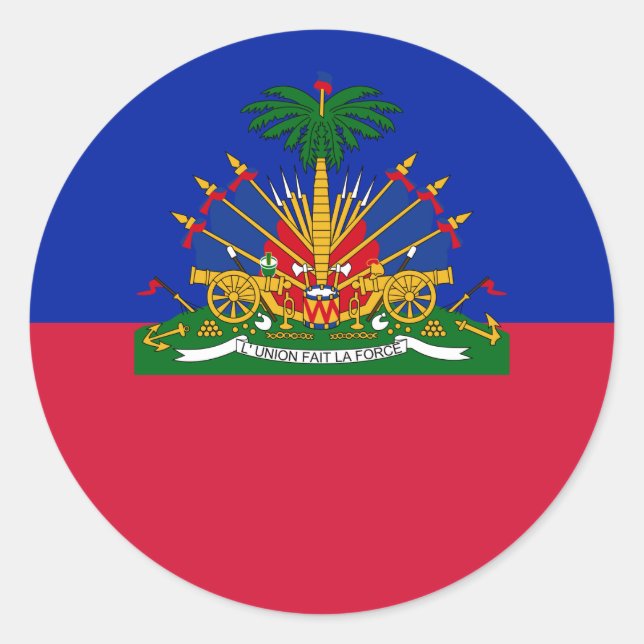 Haitian Flag & Coat of Arms, Flag of Haiti Classic Round Sticker (Front)