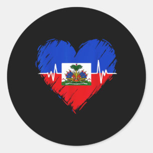 Haitian Flag Day Love Haiti Heart Haitian Roots Ha Classic Round Sticker