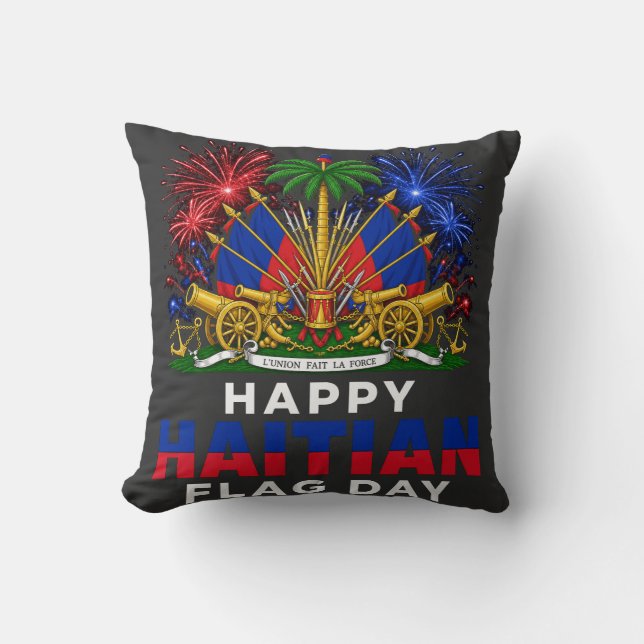 Haitian Flag Day Pride – Ayiti Design Cushion (Front)
