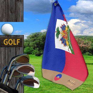Haitian flag & Haiti monogrammed Golf Towel