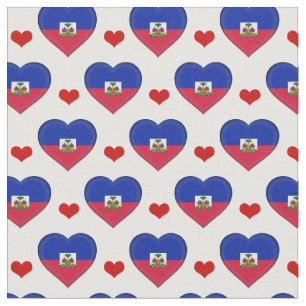 Haitian Flag & Red Heart fashion Fabric /Haiti