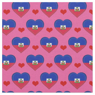 Haitian Flag & Red Heart fashion Fabric /Haiti