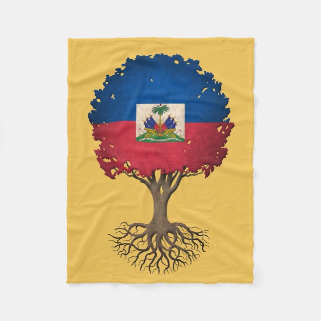 Haitian Flag Tree of Life Customisable Fleece Blanket (Front)