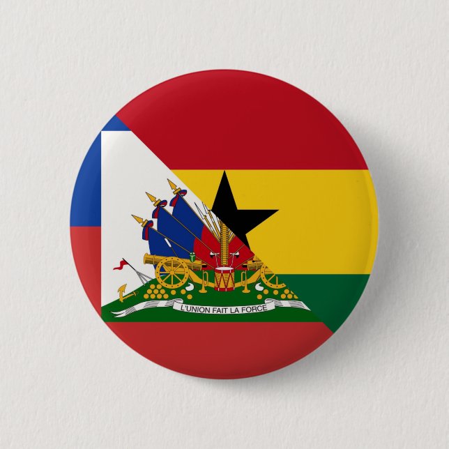 Haitian Ghanaian Flag | Half Haiti Ghana 6 Cm Round Badge (Front)