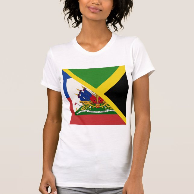 Haitian Jamaican Flag | Half Jamaica Haiti T-Shirt (Front)