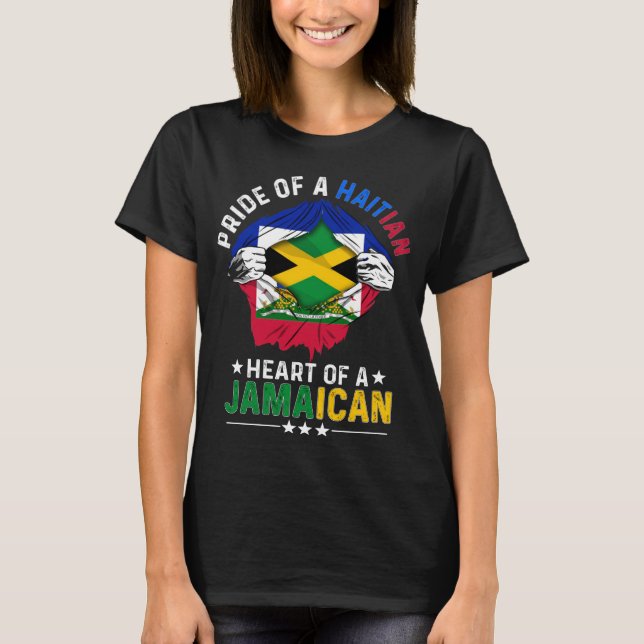 Haitian Jamaican Foreign Jamaica Flag T-Shirt (Front)