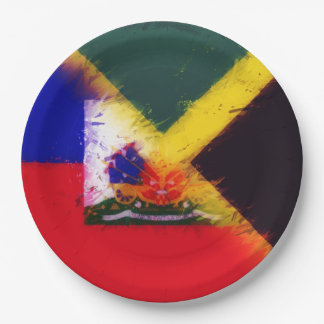 Haitian Jamaican Painted Flag | Haiti Jamaica Paper Plate