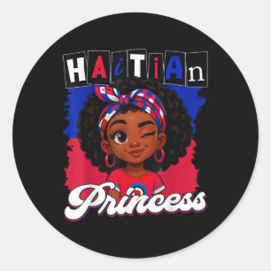 Haitian Princess Ayiti Pride Haiti Flag Day Girls Classic Round Sticker