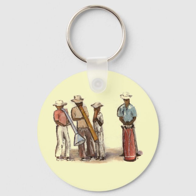 Haitian Street Musicians Key Ring (Front)