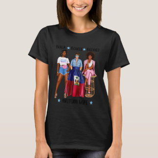 Haitian Wife From Haiti Spouse Patriotic Black Wom T-Shirt