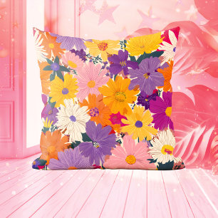 Haiverty Crowded Blooms Modern Floral Cushion