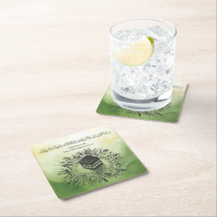 Hajj Mubarak, Holy Kaaba in Mecca Saudi Arabia Square Paper Coaster