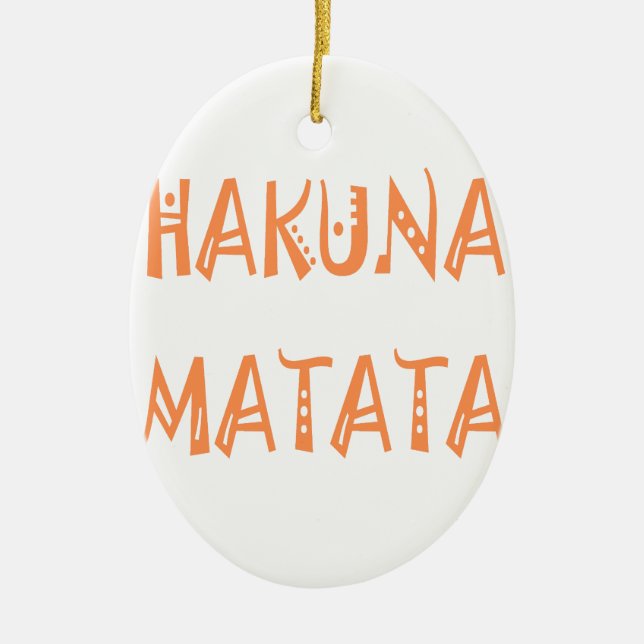 Hakuna Matata – African Tribal Text Art Ceramic Tree Decoration (Front)