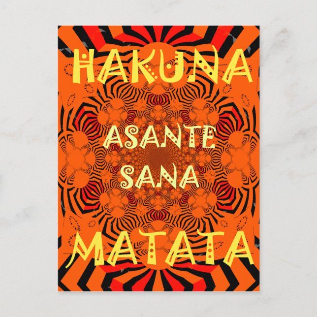Hakuna Matata Asante Sana: Vibrant African Zebra G Postcard (Front)