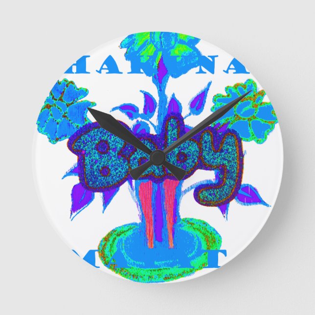 Hakuna Matata Baby Kids: Vibrant Art, Flowers & "N Round Clock (Front)