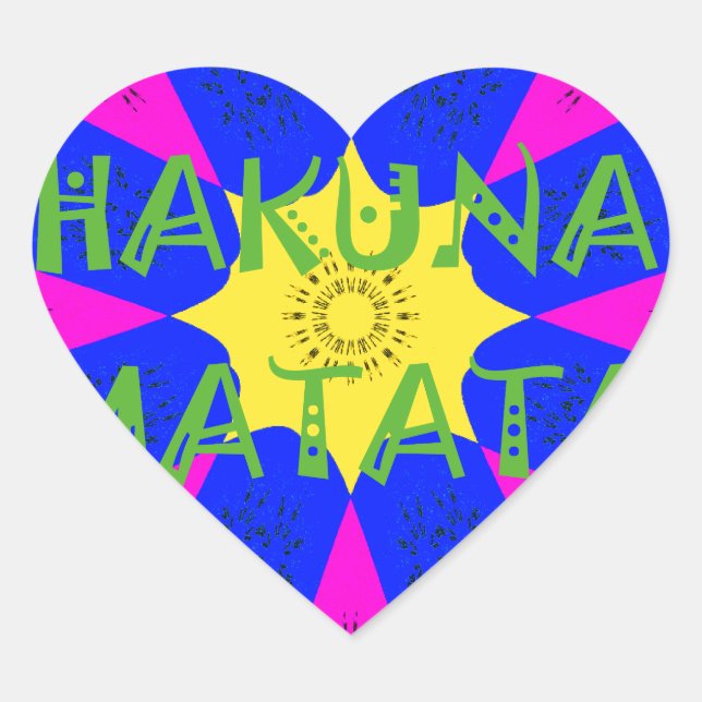 Hakuna Matata Beautiful Amazing Design Colours Heart Sticker (Front)