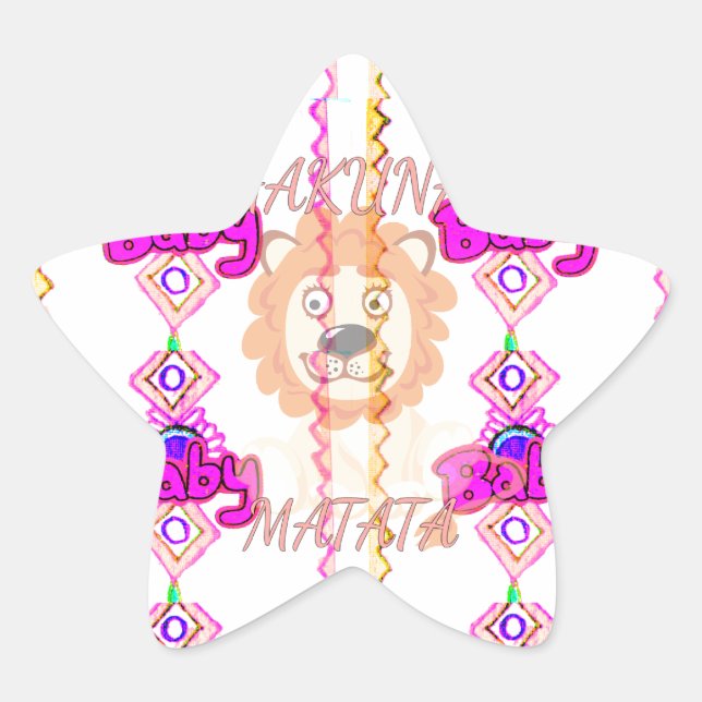 Hakuna Matata: Beautiful Baby Lion Design Motif Star Sticker (Front)