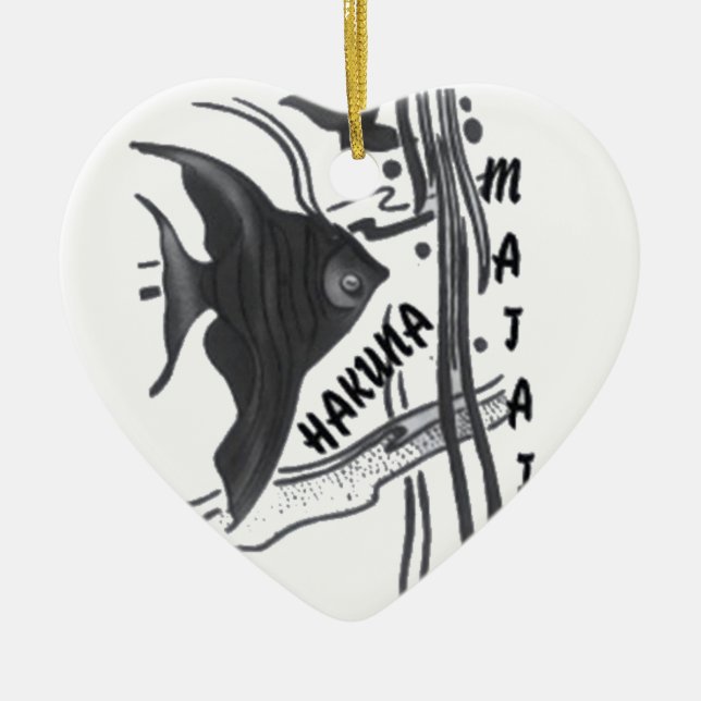 Hakuna Matata Big Little Fish.png Ceramic Tree Decoration (Front)