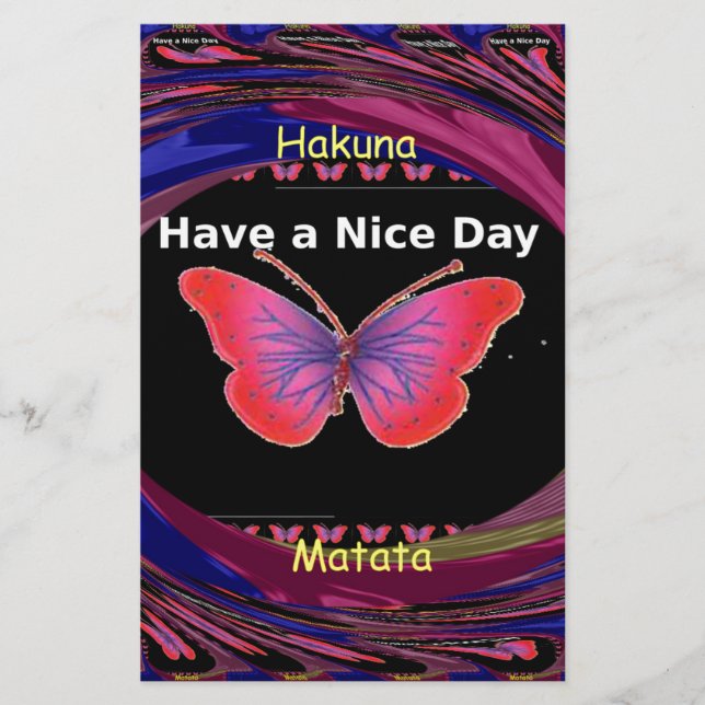 "Hakuna Matata Butterfly" Inspirational - Nice Day Stationery (Front)